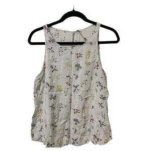 Stradivarius Tank Top white with colored flowers Round neck sleeveless